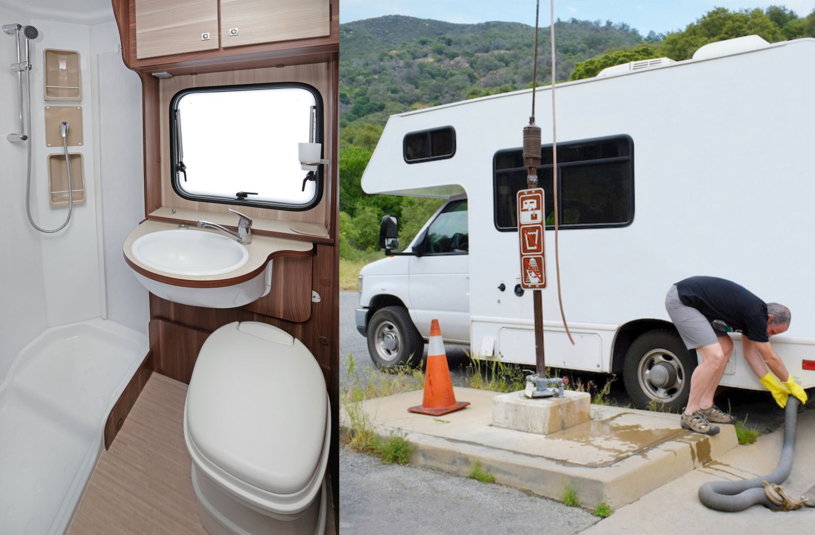 Portable RV/camper toilet and holding tank setup in Olean, New York