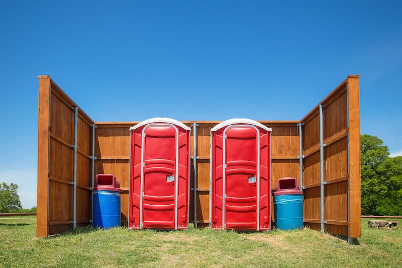 Short-term porta potty units staged for delivery in Olean, New York